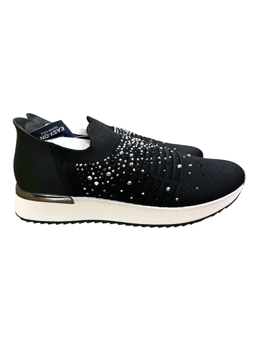 Kenneth Cole Reaction Cameron EZ Slip on Jeweled Jogger Sneaker Black White SZ 7 - Picture 2 of 9